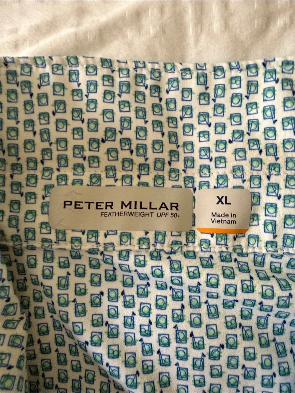 Peter Millar Blue Micro-Pattern Short Sleeve Polo